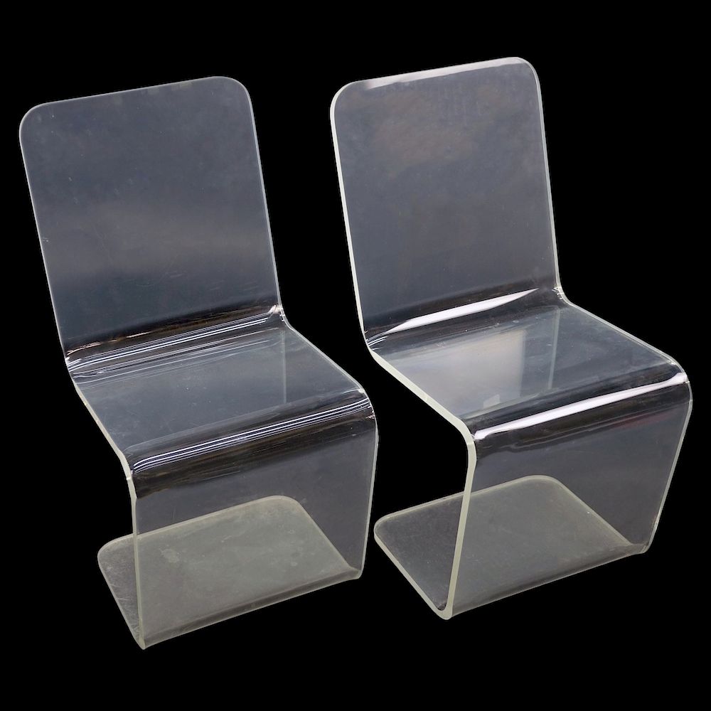 Appraisal: Lucite Chairs Pair of Mid Century Modern Lucite Z Form