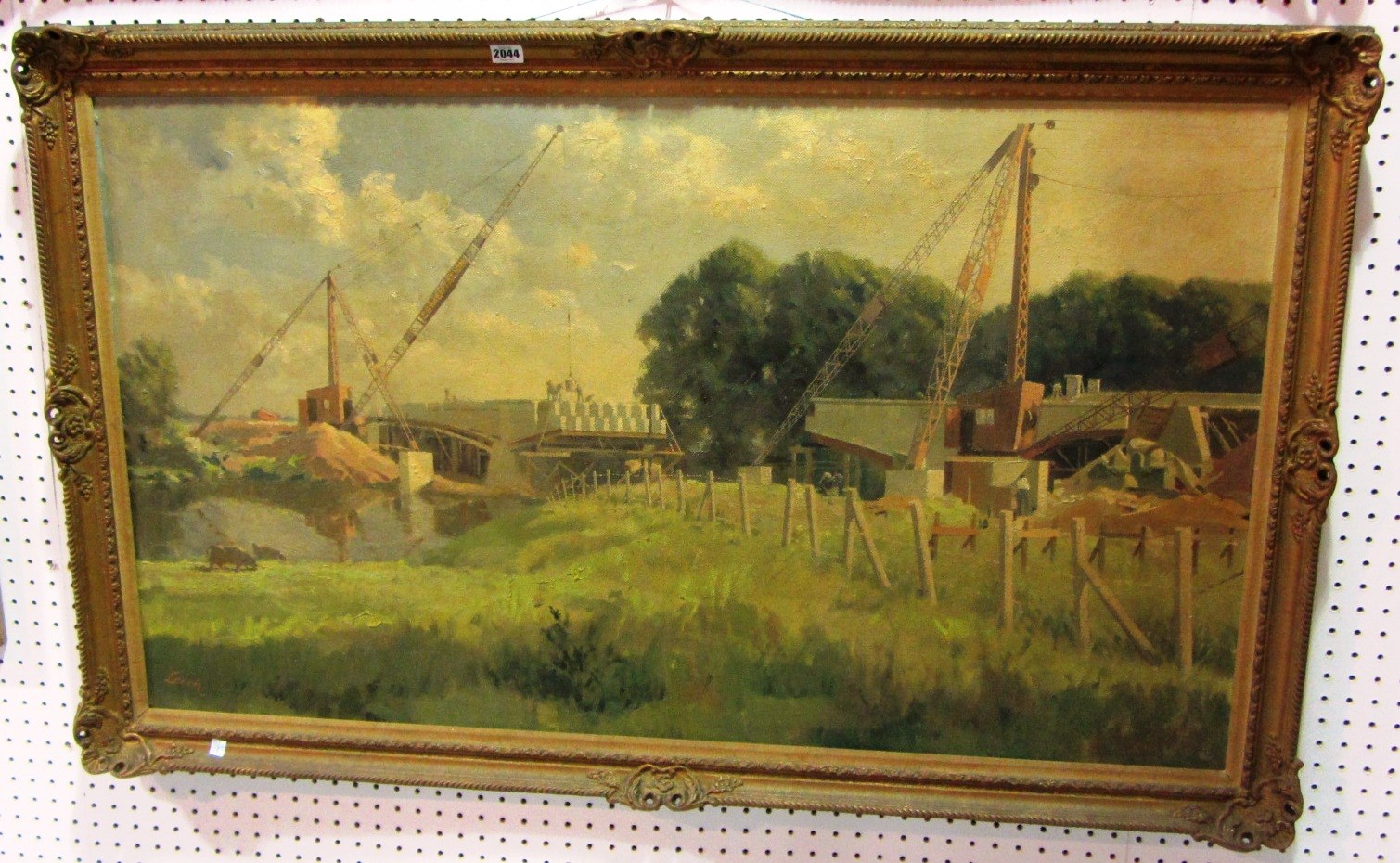 Appraisal: George William Leech th century Industrial riverbank oil on board