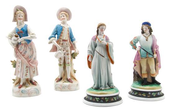 Appraisal: Two Pairs of Continental Porcelain Figures each depicting a lady