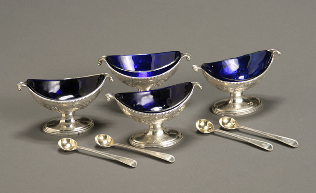 Appraisal: Set of Four George III Silver Salt Cellars Robert Hennell