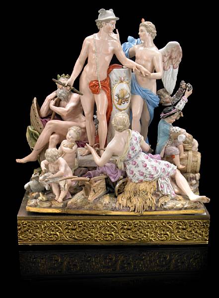 Appraisal: A Meissen porcelain figural group emblematic of Commerce late th