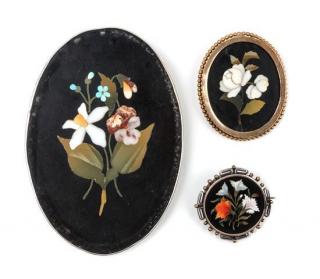 Appraisal: A Group of Three Continental Pietra Dura Plaques Height of