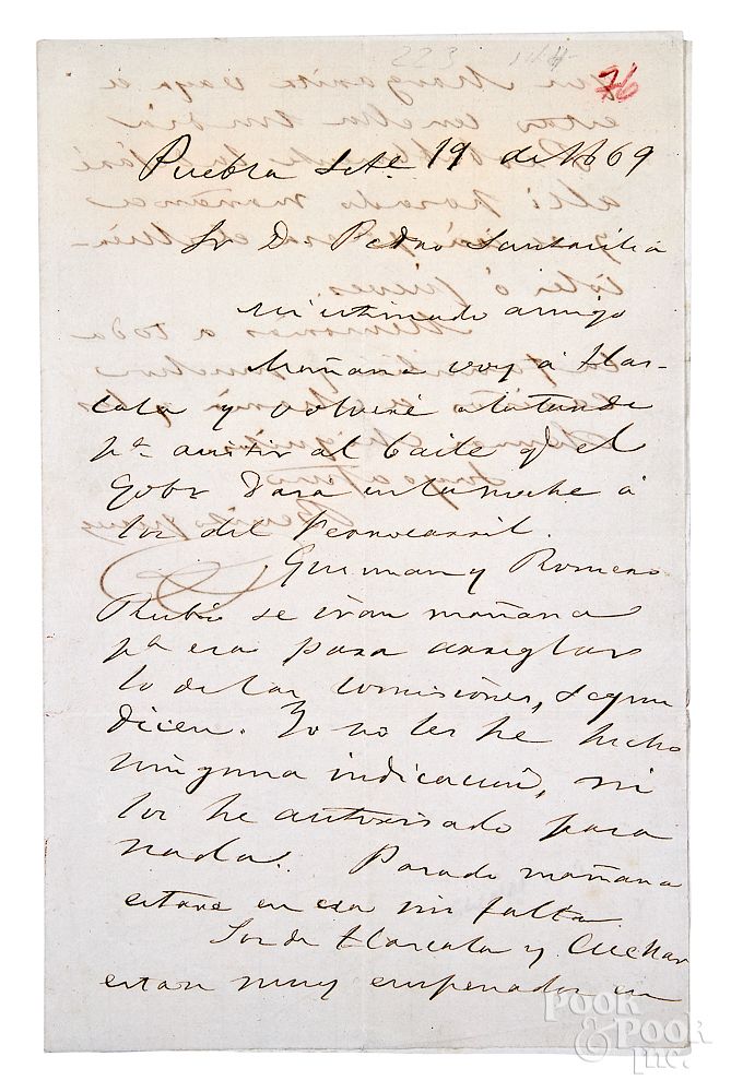 Appraisal: Benito Juarez signed hand written letter Benito Juarez signed hand