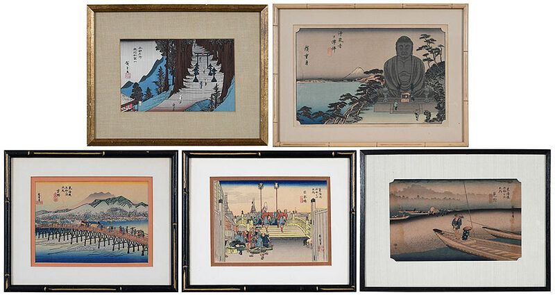 Appraisal: Utagawa Hiroshige Japanese - three prints from the series Tokaido