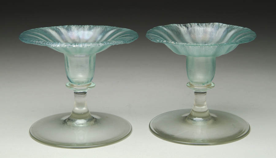 Appraisal: PAIR OF TIFFANY CANDLESTICK HOLDERS Beautiful Tiffany candlestick holders each