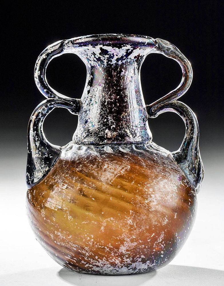 Appraisal: Gorgeous Roman Glass Sprinkler Flask Roman Imperial Period ca late