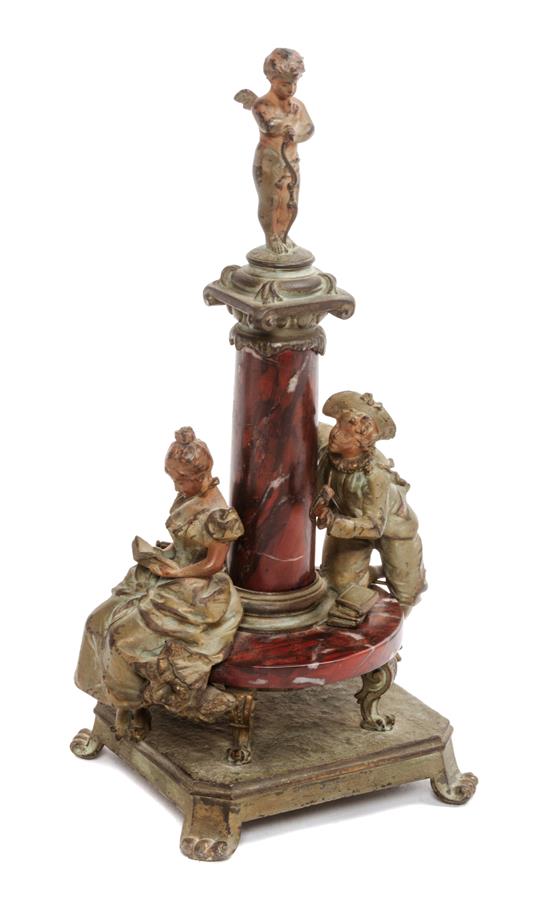 Appraisal: Sale Lot A Continental Marble and Bronze Figural Group after