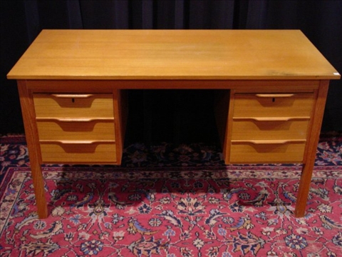 Appraisal: MODERN DESK Late th c rectangular top with two banks