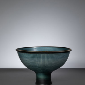 Appraisal: Harrison McIntosh American b - Large Footed Bowl glazed stoneware