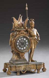 Appraisal: French Louis XV Style Gilt Spelter Figural Mantle Clock th