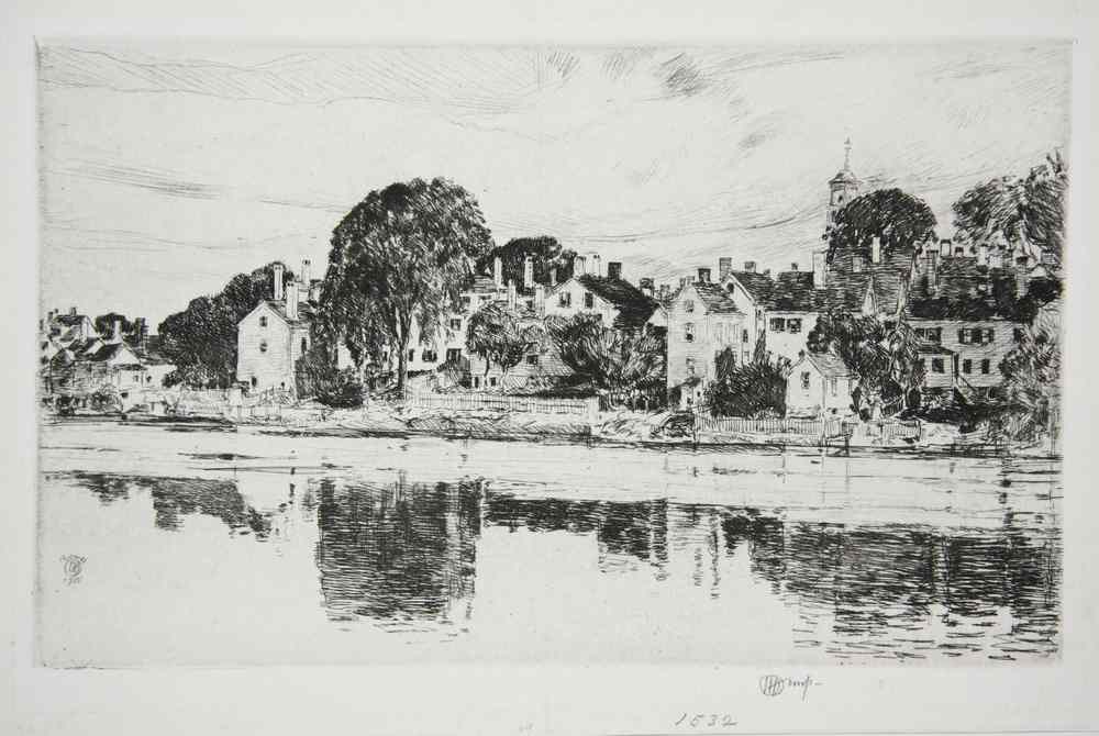 Appraisal: ETCHING - 'The Chimneys Portsmouth' by Childe Hassam NY MA