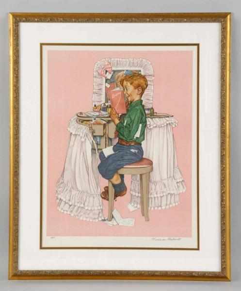 Appraisal: Secrets Norman Rockwell Print Description Matted and framed under glass