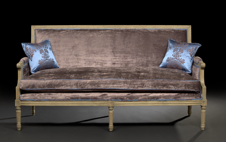 Appraisal: Louis XVI-Style Beechwood Settee the padded rectangular back within a