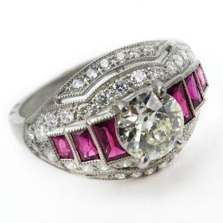 Appraisal: Approx Carat Diamond Carat Ruby and Platinum Ring Approx Carat