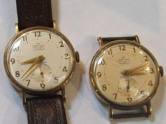 Appraisal: TWO PRESENTATION GOLD WRIST WATCHES by Smiths with arabic numerals