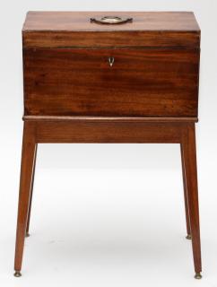 Appraisal: ENGLISH MAHOGANY TEA CADDY MOUNTED ON STAND ENGLISH MAHOGANY TEA