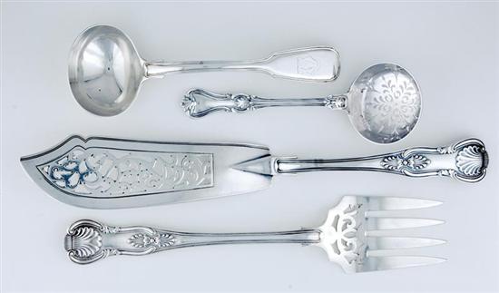 Appraisal: Victorian sterling fish serving set and ladles London dated Queen's