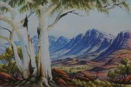 Appraisal: Albert Namatjira - Ghost Gums watercolour signed 'ALBERT NAMATJIRA' lower