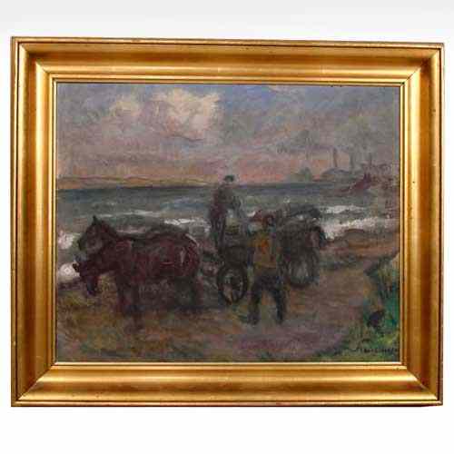 Appraisal: Emil Hansen Danish - Men and Horsecart oil on canvas