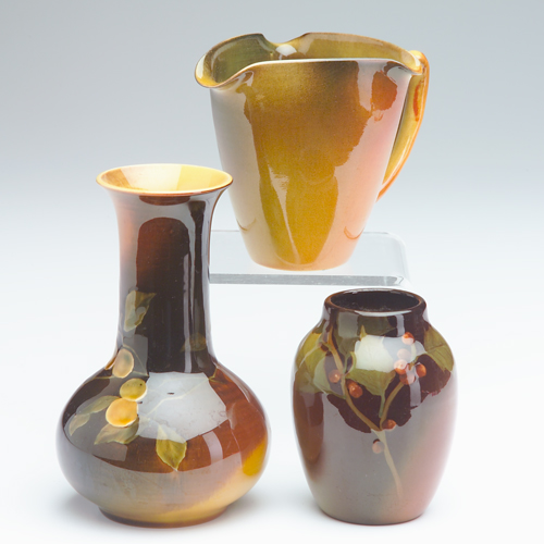 Appraisal: ROOKWOOD Three Standard glaze vessels a three-sided pitcher by C