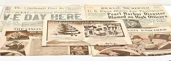 Appraisal: US WWII Homefront Newspapers Lot of Twelve V-E Day Japan