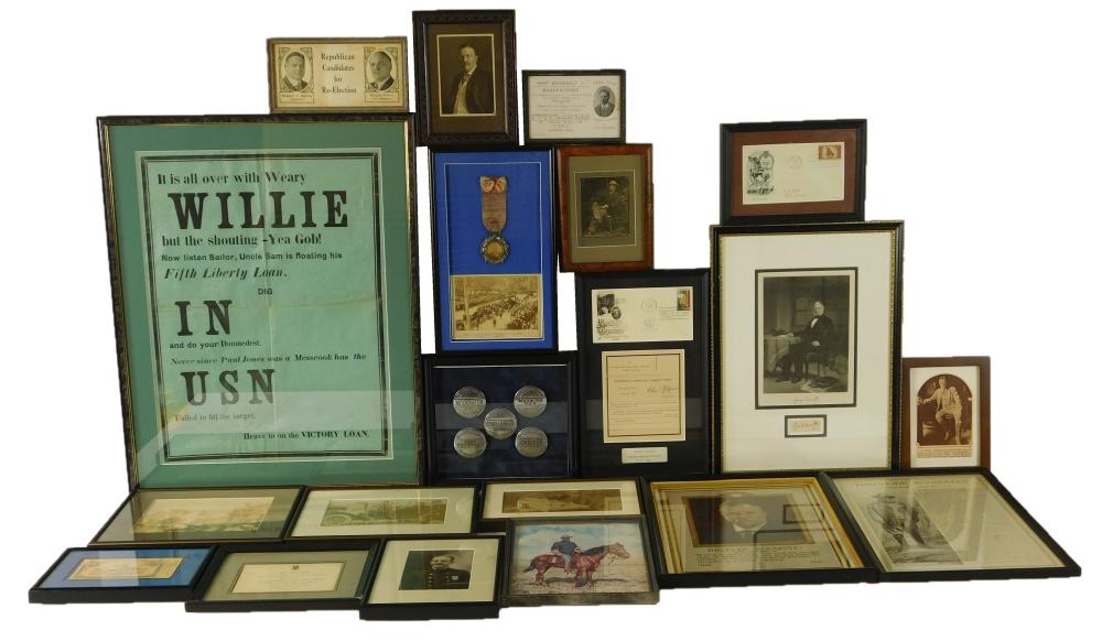 Appraisal: EPHEMERA Twenty framed pieces of th C political figures including