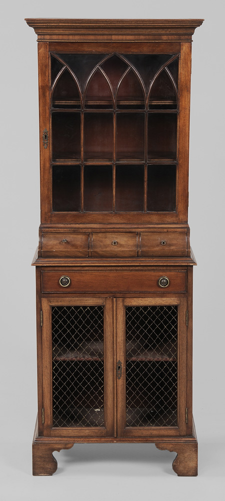 Appraisal: Diminutive Georgian Style Mahogany Bookcase Cabinet British early th century