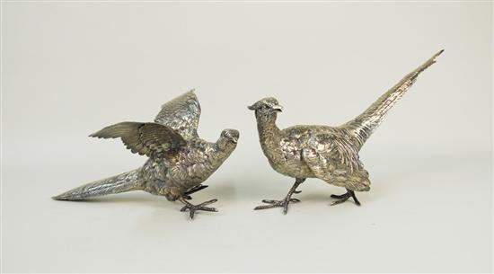 Appraisal: PAIR OF GERMAN SILVER TABLE PHEASANTS length inches weight ozs