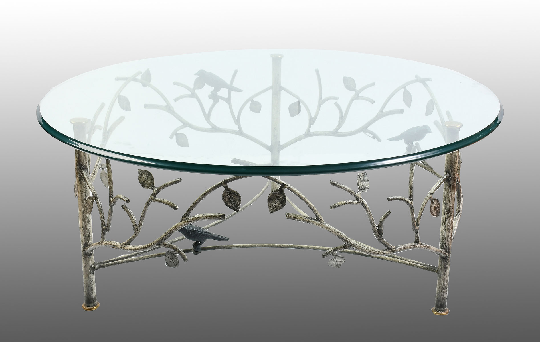 Appraisal: GIACOMETTI STYLE COFFEE TABLE Having a branch foliate motif base