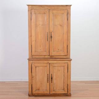 Appraisal: English provincial waxed pine cupboard th th c upper and