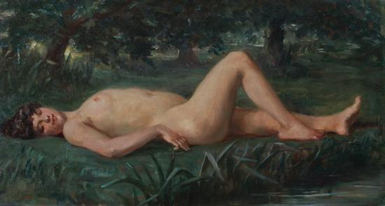 Appraisal: GABRIELLE DEL D'HUYSSE FAILLE Belgian - RECLINING NUDE IN SYLVAN