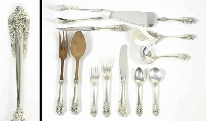 Appraisal: PIECE WALLACE FLATWARE SET PLUS STORAGE CHEST Flatware in the