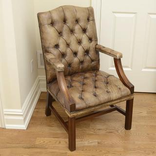 Appraisal: Attr Ralph Lauren tufted leather library chair Attr Ralph Lauren