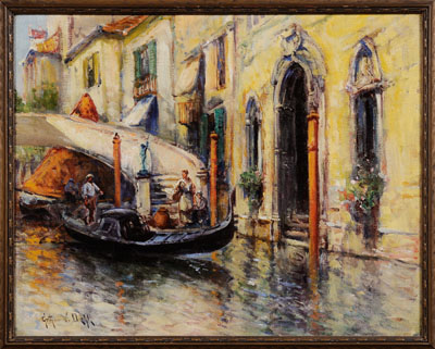 Appraisal: Arthur Vidal Diehl Massachusetts - Venetian Canal with Gondolier signed