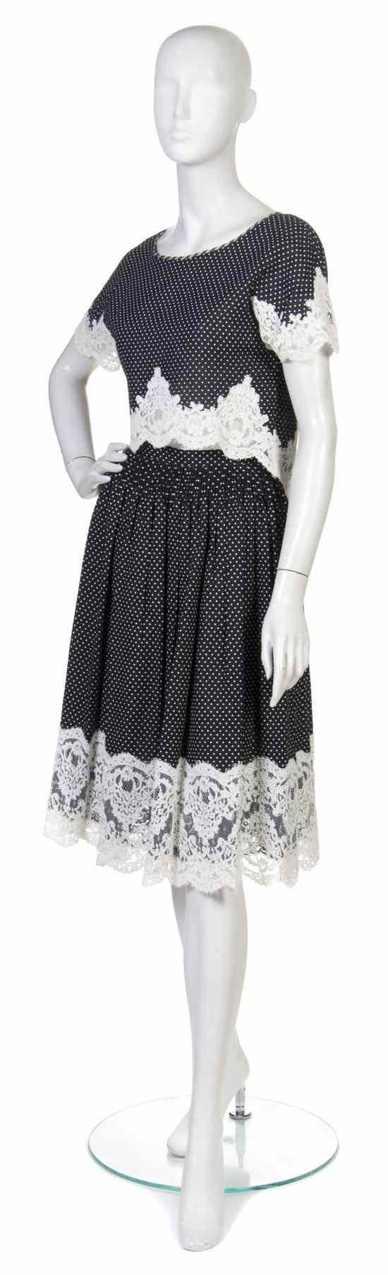 Appraisal: A Geoffrey Beene Couture Black and White Polka Dot and