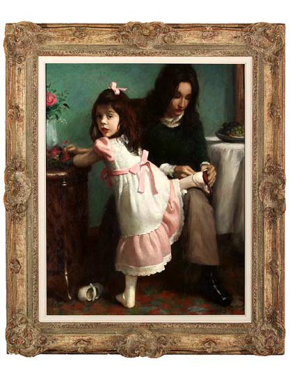 Appraisal: David Hatfield American New Jersey b Mother and Daughter oil