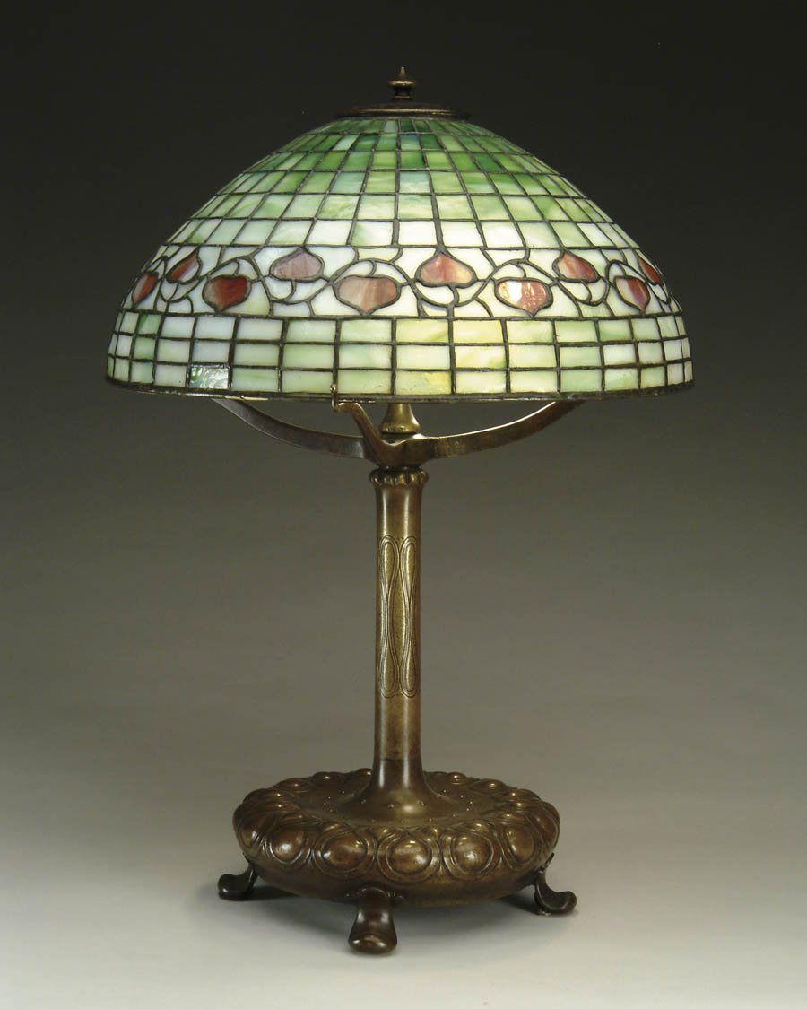 Appraisal: TIFFANY ACORN TABLE LAMP Very nice Tiffany acorn shade has