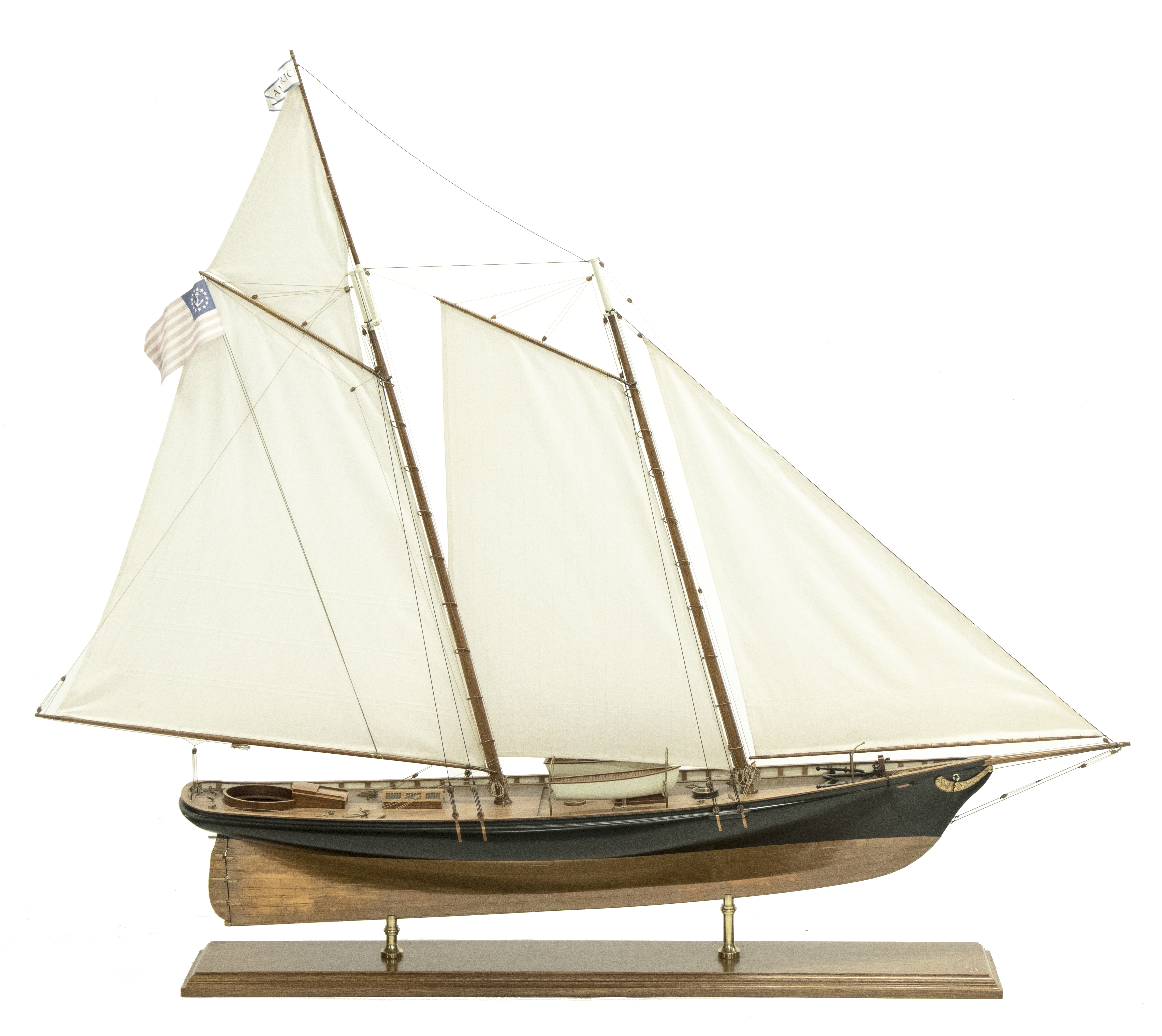 Appraisal: SHIP MODEL OF RACING YACHT AMERICA Painted wood with mahogany