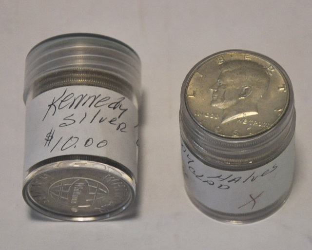 Appraisal: Two Rolls ea Kennedy Silver Halves - silver XF-AU