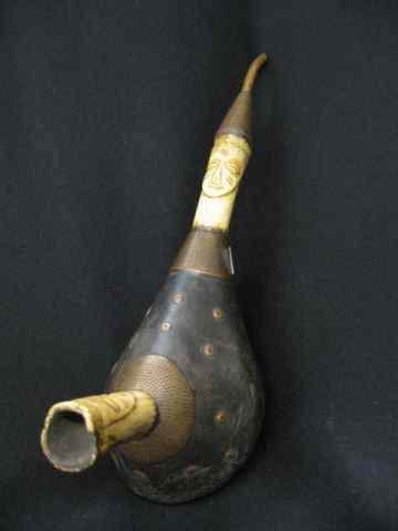 Appraisal: Native Africian Pipe wood bone copper carved '' long early