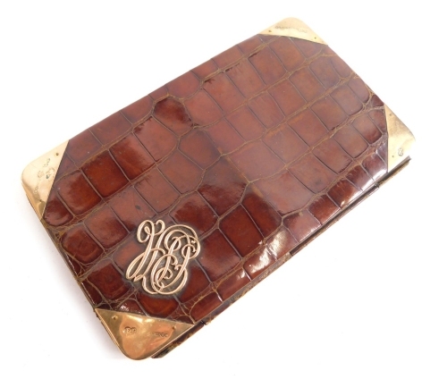 Appraisal: A Finnigan's fine leather crocodile finish case with ct gold