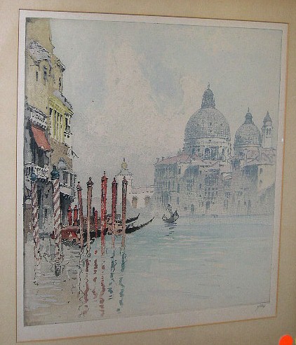 Appraisal: F Wolf colored lithograph of Santa Maria della Salute in