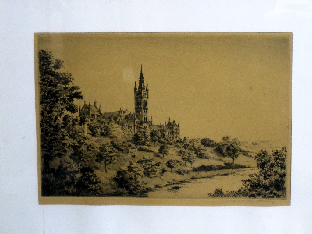 Appraisal: WILFRED CRAWFORD APPLEBY Etching 'Glasgow University' signed in pencil