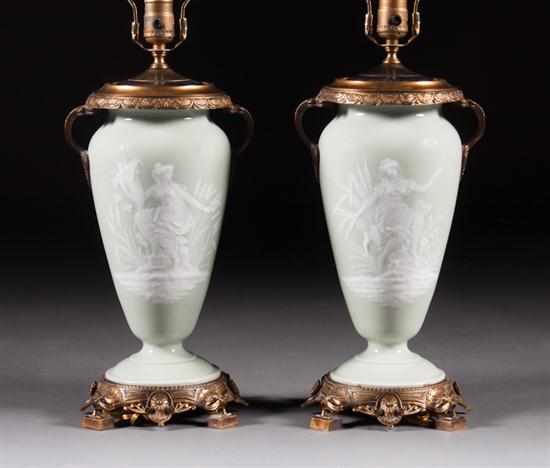 Appraisal: Pair of G R Limoges pate-sur-pate vases decorated by F