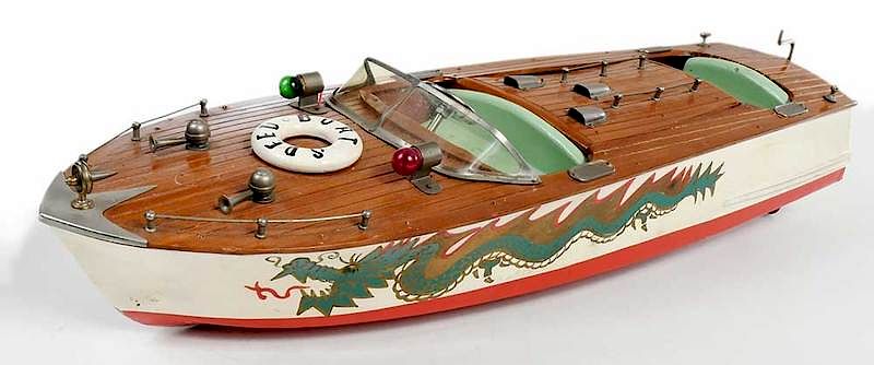 Appraisal: Chris Craft Speed Boat Model Hand Painted Dragon American th