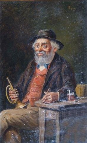 Appraisal: HENRY WRIGHT KERR British - An elderly man seated holding