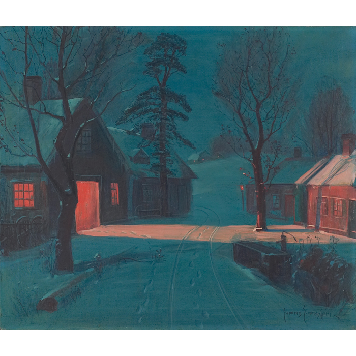 Appraisal: Svend Rasmussen Svendsen American Norwegian - ''Cabins at Night ''