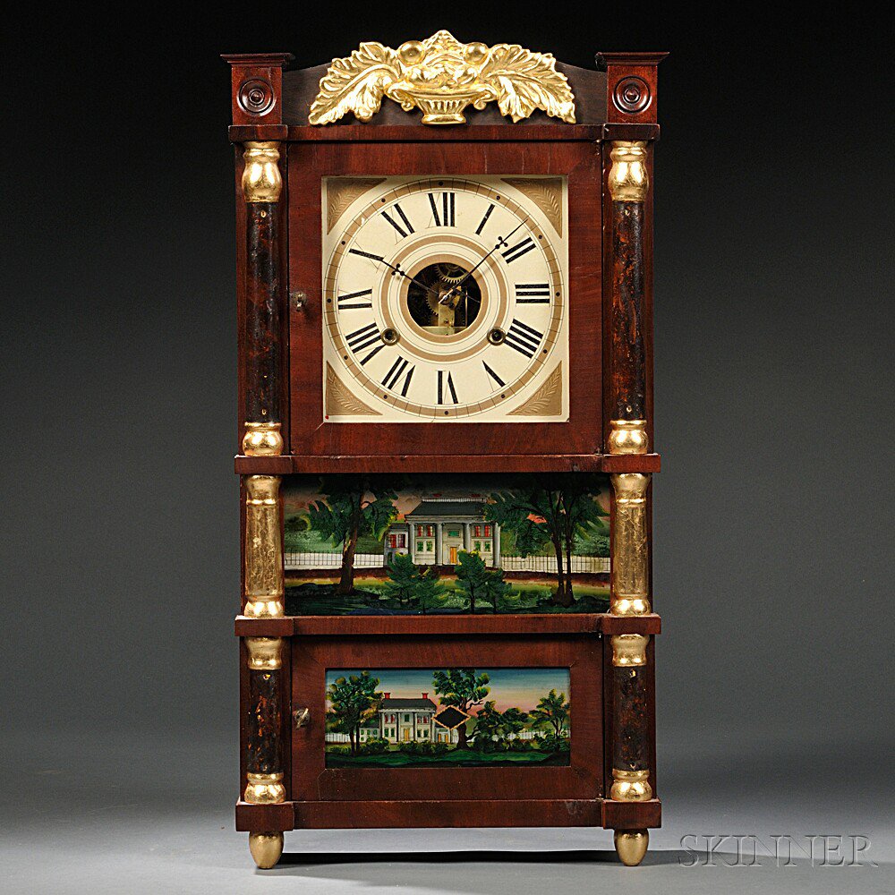 Appraisal: Birge Mallory Co Miniature Triple-decker Shelf Clock Bristol Connecticut c