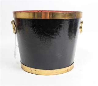 Appraisal: A Black and Gold Metal Ice Bucket Height x diameter