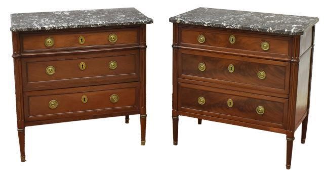 Appraisal: pair French Louis XVI th th c marble-top commodes mahogany